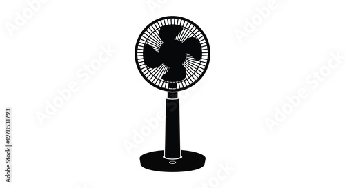 Black electric fan illustration against a white background a striking silhouette