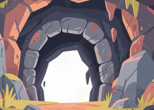 Empty Rock Cave Vector Illustration Creative Design Template 