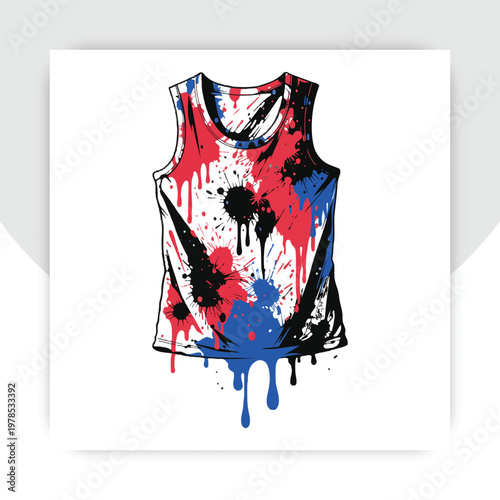 Colorful Abstract Design Women'S Tank Top. Fashionable Athletic Wear For Active Lifestyle Isolated On Transparent Background,