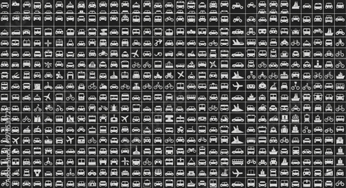 Collection of various transportation icons in a grid layout.