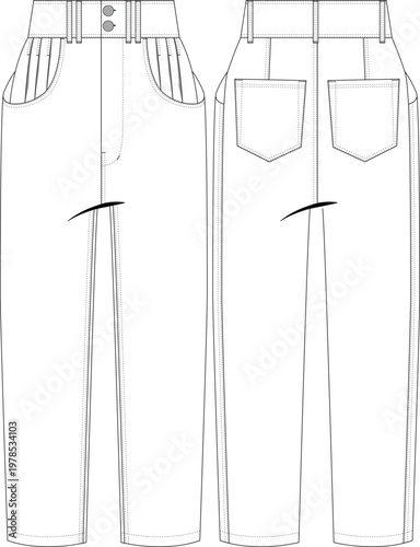 pleated daddy jean denim trouser pant