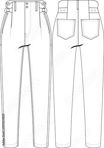 beltless buckle detail slim trouser