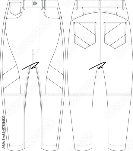 cut-sew detail baggy trousers