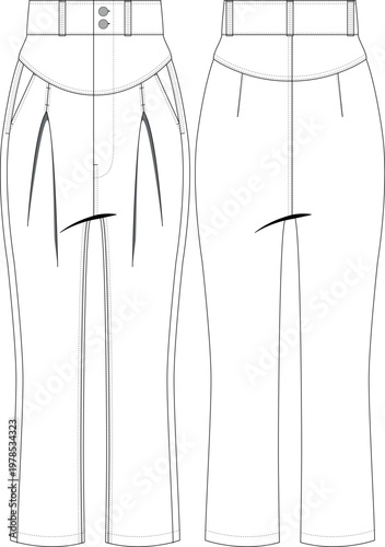 pleated kick flare pant trouser bottom