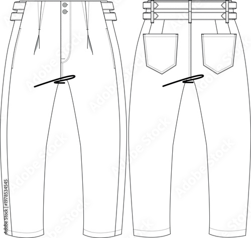 woman women belted detail slouchy crop pant trouser