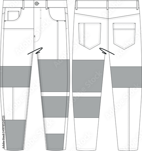 slim color block pant denim jean trouser