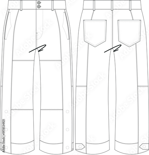 Woman snap jean denim trouser pant