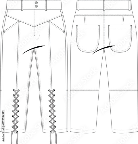 Laceup denim jean pant