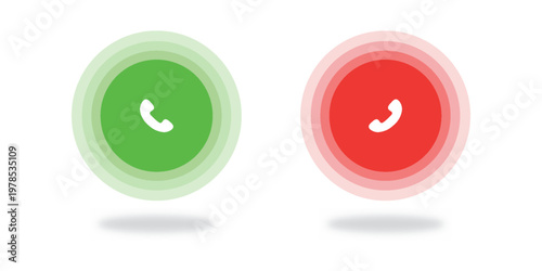 Answer and decline phone call buttons. Phone call. Telephone sign. Accept call and decline phone icons. vector