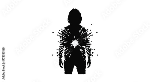 Silhouette of a person with explosive energy burst