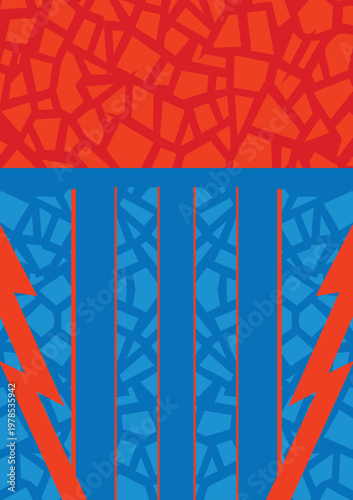 Orange and Blue Abstract Geometric Crackle Sports Jersey Sublimation Pattern
