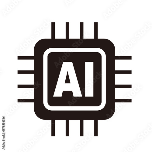 AI・人工知能のラインアイコン（CPU・プロセッサ）　06