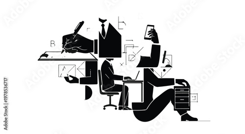 businessman sitting at desk with laptop and coffee