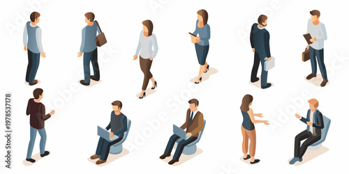 Isometric illustration of diverse people in various everyday situations