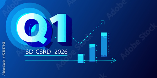First quarter business report with growth chart and financial data