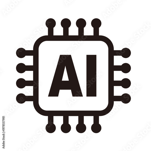 AI・人工知能のラインアイコン（CPU・プロセッサ）　07