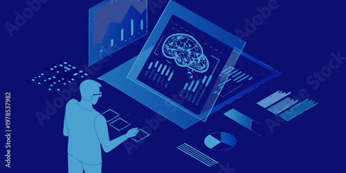 Artificial intelligence interface with a human interacting with data visualization