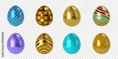 A collection of brightly colored and patterned easter eggs on display