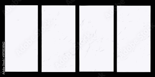 Four vertical white rectangles with subtle texture and slight imperfections