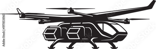 Black helicopter icon, vector helicopter illustration, aircraft silhouette, transportation symbol