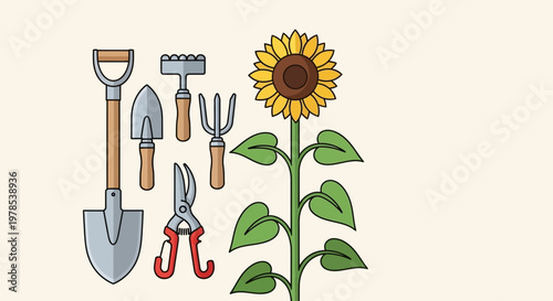 International Gardeners Plant Sunflower with Tools Outdoors