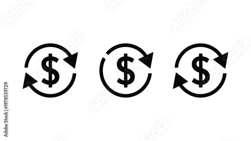 Chargeback vector flat icons, return money symbols, refund transaction signs, payment reversal concept, financial dispute icons, modern flat vector design for ecommerce platforms, banking apps, and di