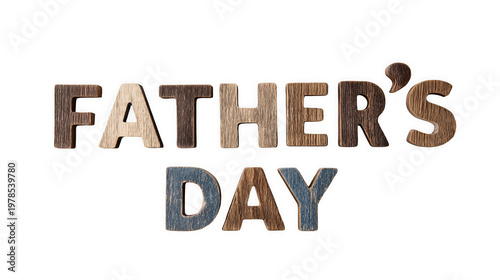 D Father's Day Greeting Concept with Family Icon and Red Heart Isolated on White