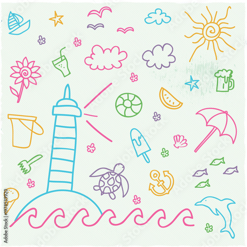 Happy home and family doodle drawing for educational coloring sheet vector