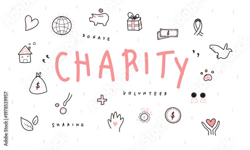 Healthcare doodle collection with heart syringe and blood bag vector