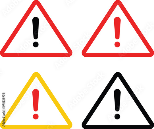 Important notice symbol icons in yellow and black colors vector