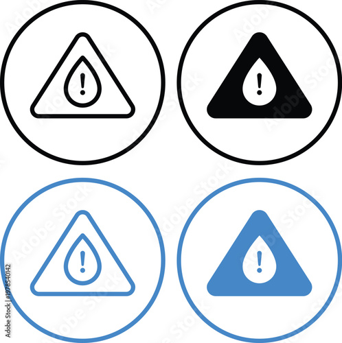 Safety alert symbols in triangle frame for emergency notification vector