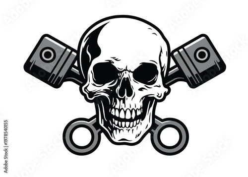 Skull Head Vector With Two Piston Illustration Creative Design Template 