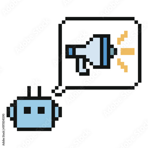 Cartoon business robot robotic ai in chat bot,toy,artificial intelligence,pixel,8 bit.