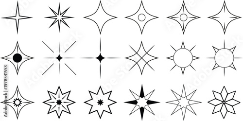 Vector Set of Star and Sparkle Icons