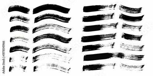 Collection of diverse black brush strokes arranged in vertical columns