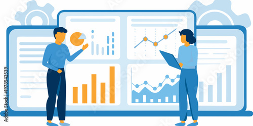 Data analysis and business strategy visualized with modern dashboard displays