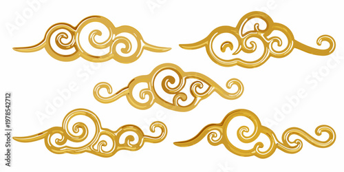 Golden cloud ornaments a set of ornate swirling decorative elements