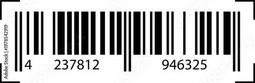 Barcode for store price tags. Vector barcode icon, symbol. Scanner-ready design for market product label, discount stickers, retail inventory system. EAN-13, UPC, ITF