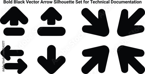 Set of bold black silhouette arrows pointing in various directions for clear visual guidance