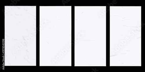 Five vertical rectangles with subtle textured white surfaces