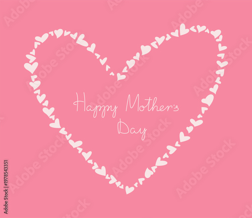 Happy Mother's Day, greeting card, heart-shaped text, vector. Festive romantic design, an element for banners, greetings, typography, social networks