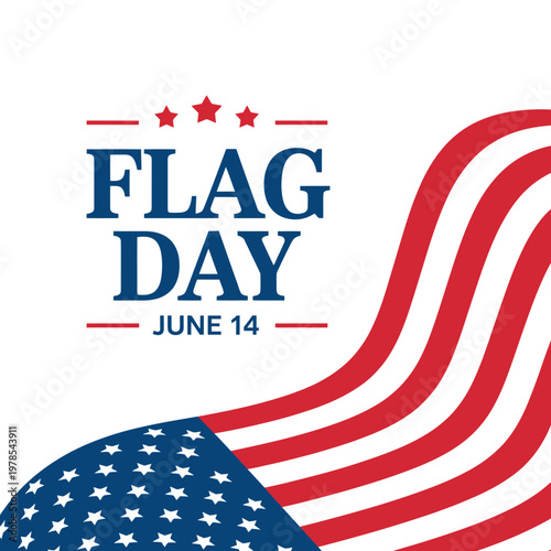 Flag Day June 14th American patriotic graphic design element  red white and blue