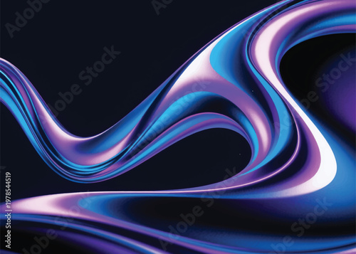 Abstract Metallic Gradation of a Wave Illustration Creative Design Template 