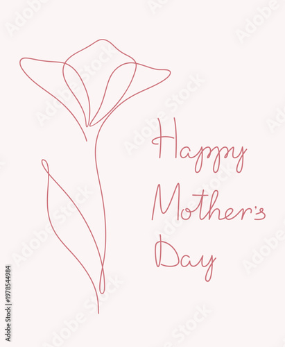 Template for banners, Mother's Day cards, vector, flat design. Festive minimalistic editable design with text, for posters, web pages, social networks, hand-painted in pastel shades