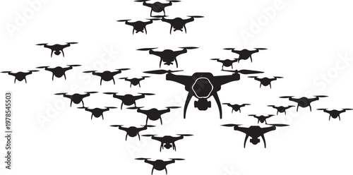 Drone, drones, black drone icons, flying drones, quadcopter silhouettes, 25 drone graphics