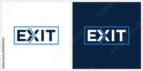 word mark text exit logo design, arrow graphic vector template	