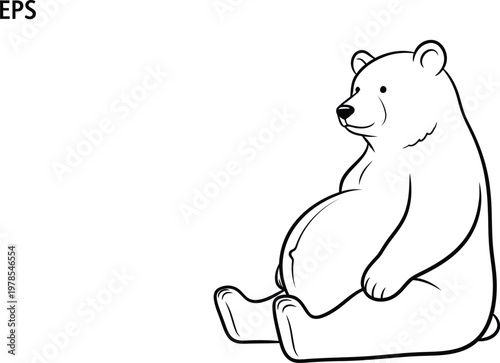 A cute polar bear sitting on the ground looking happy and relaxed