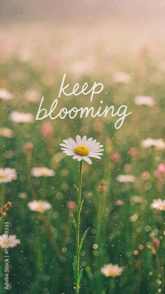 Fototapeta premium Inspirational daisy field message mobile wallpaper