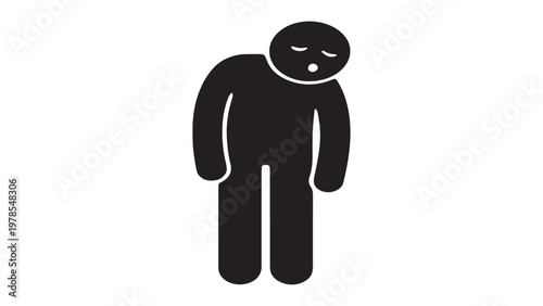Exhausted man icon with slumped shoulders and drooping head in solid black style.