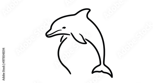 Simple line drawing of a dolphin jumping out of the water